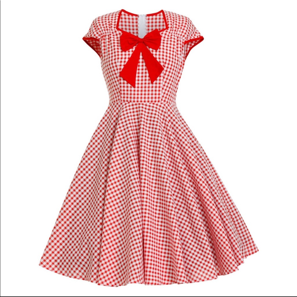 Red gingham NWOT summer retro 1950s style dress
